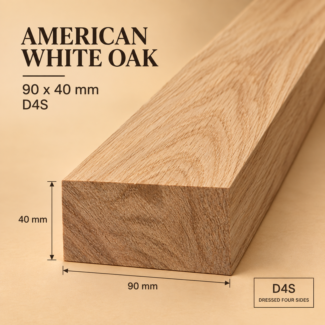American White Oak 90 × 40 mm D4S timber